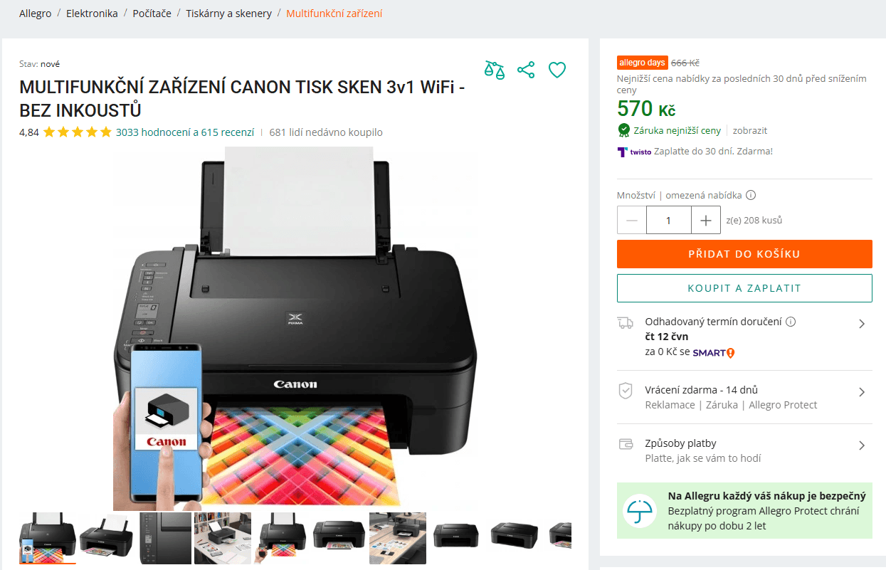 Multifunkce, barva, ink., Canon, Wifi