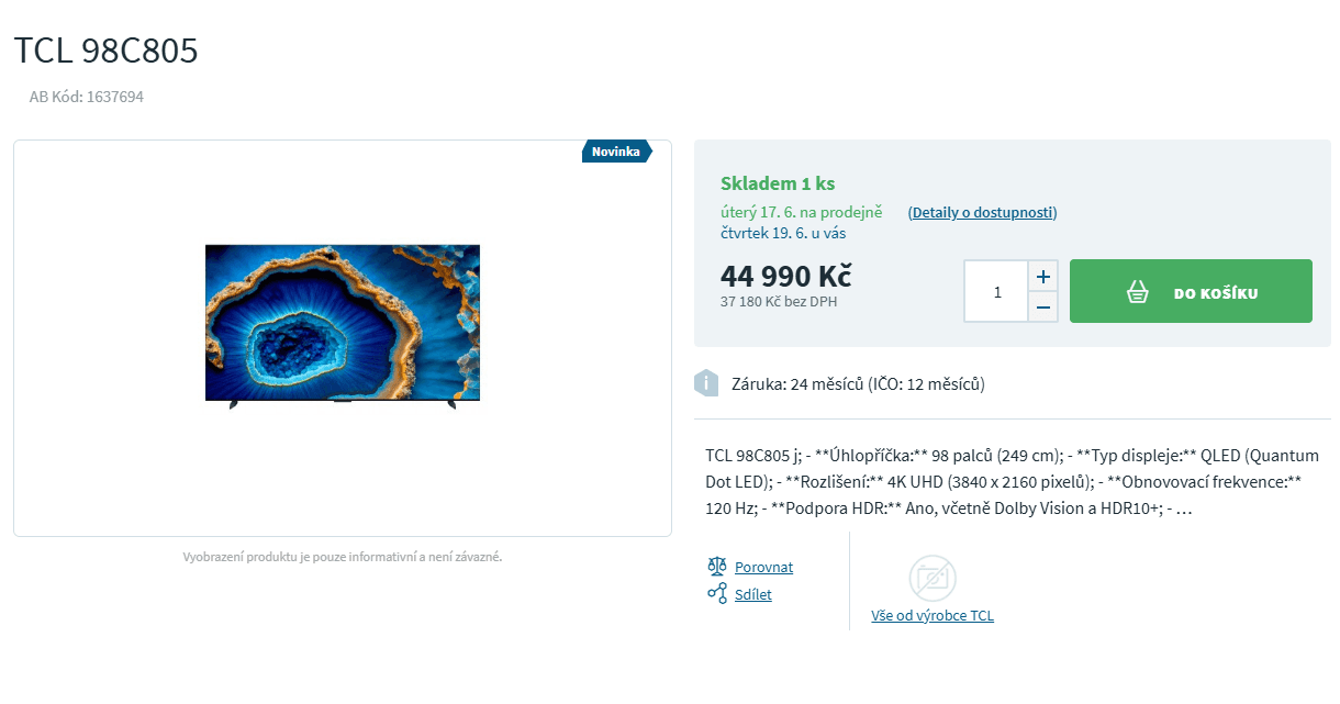 Google TV, Atmos, 120Hz, 249cm, TCL
