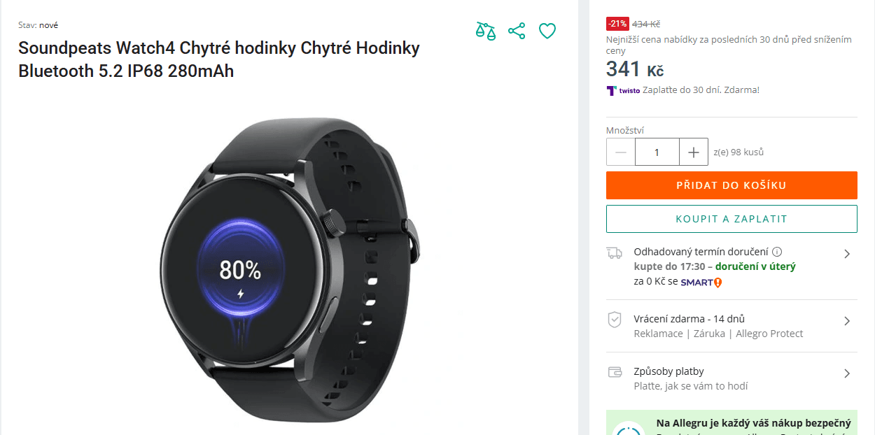 Chytré hodinky Soundpeats Watch4