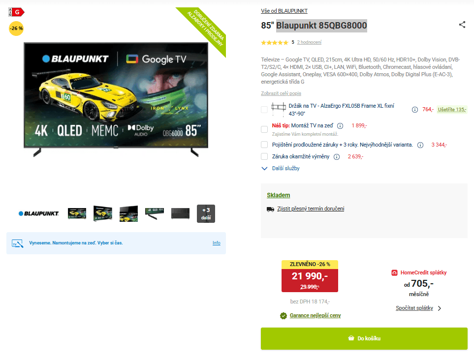 4K Google TV, Atmos, 215 cm, Blaunpunkt