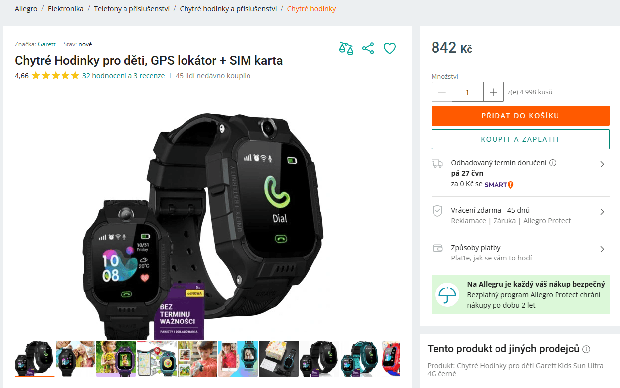 Chytré hodinky pro děti Garett, GPS, SIM