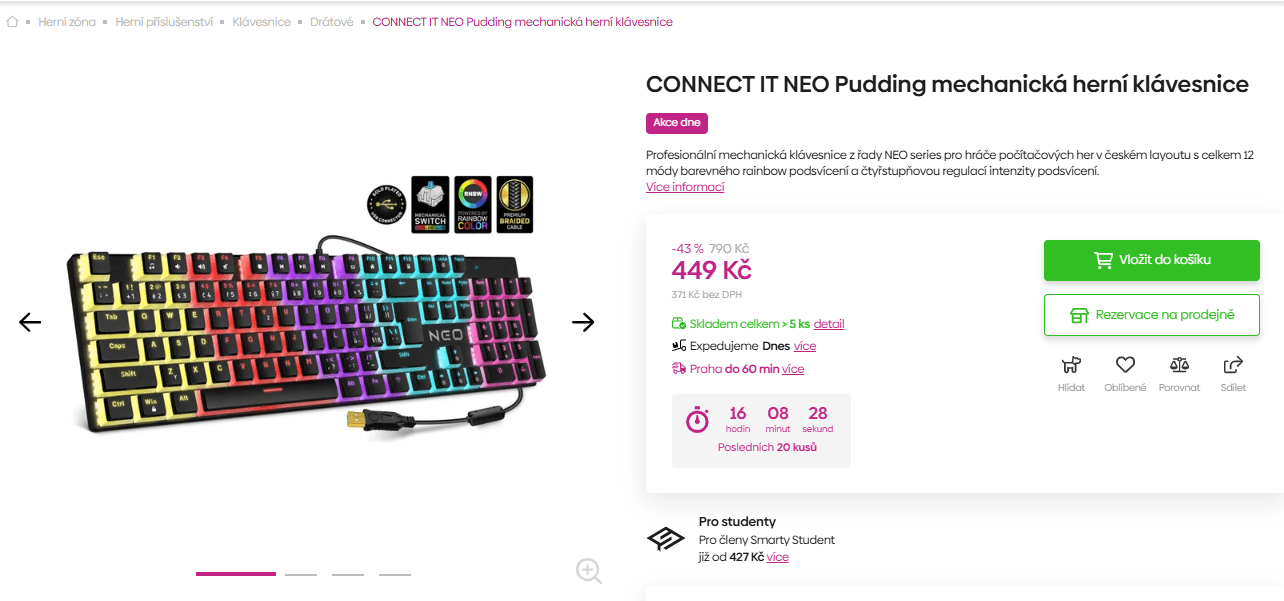 Herní klávesnice CONNECT IT NEO Pudding