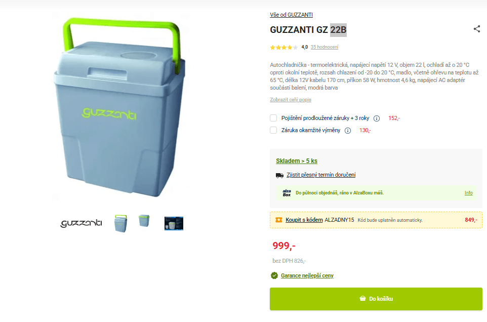 Přenosná lednice (auto) Guzzanti, 22 litrů