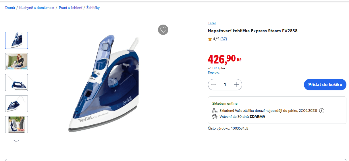 Napařovací žehlička Tefal Steam