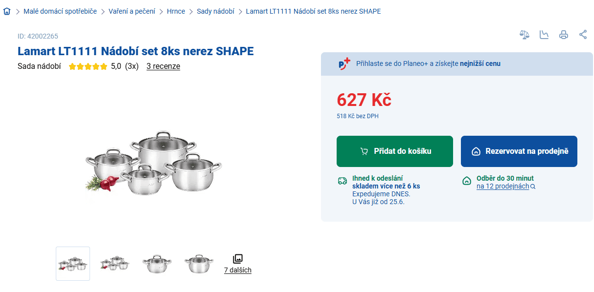 Sada nádobí Lamart Shape - 8 ks