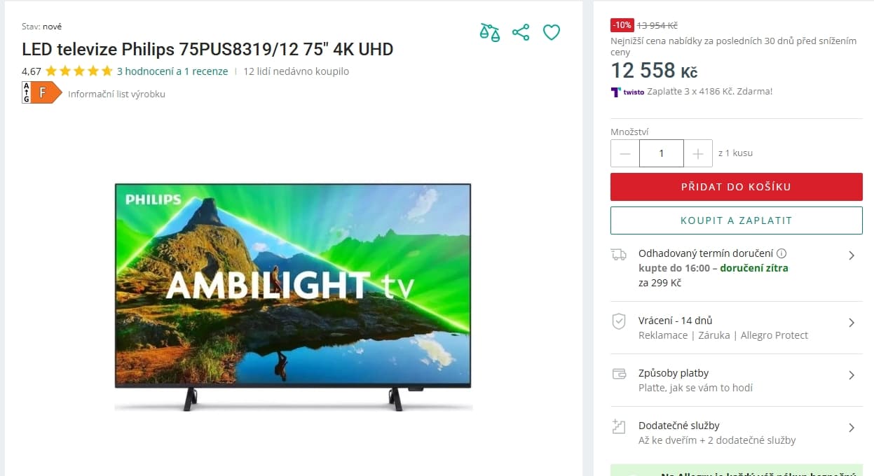 4K Atmos Ambilight TV, 189cm, Philips