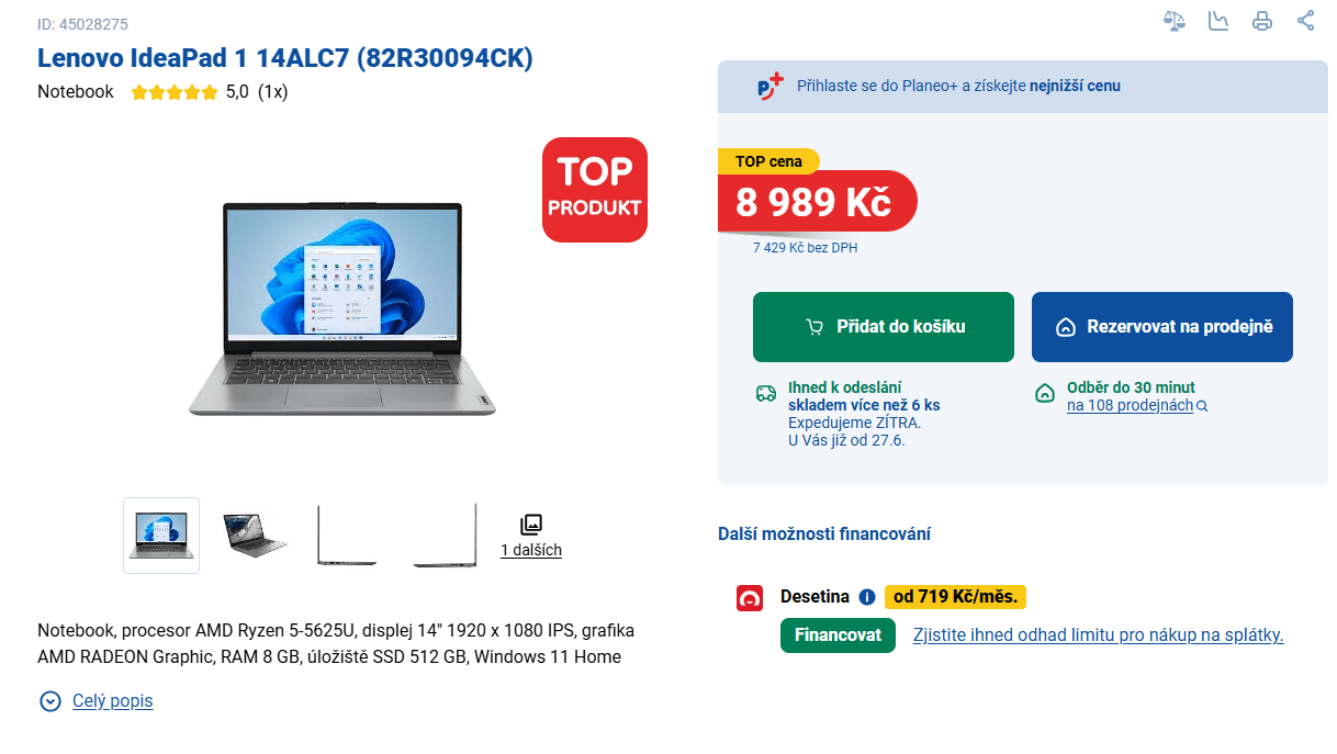 Lenovo 4,3GHz, 8/512, 14", 1,38kg