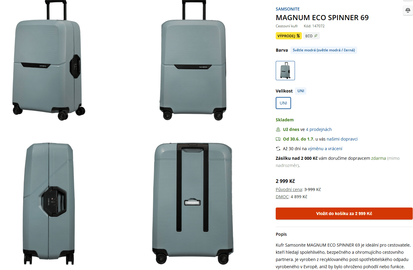 Skořepinový kufr SAMSONITE MAGNUM ECO SPINNER 69