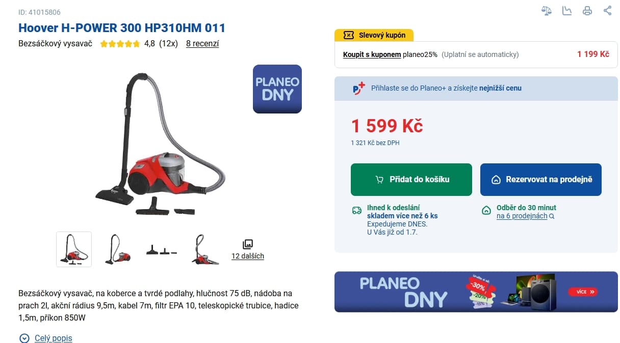 Bezsáčkový vysavač Hoover H-POWER