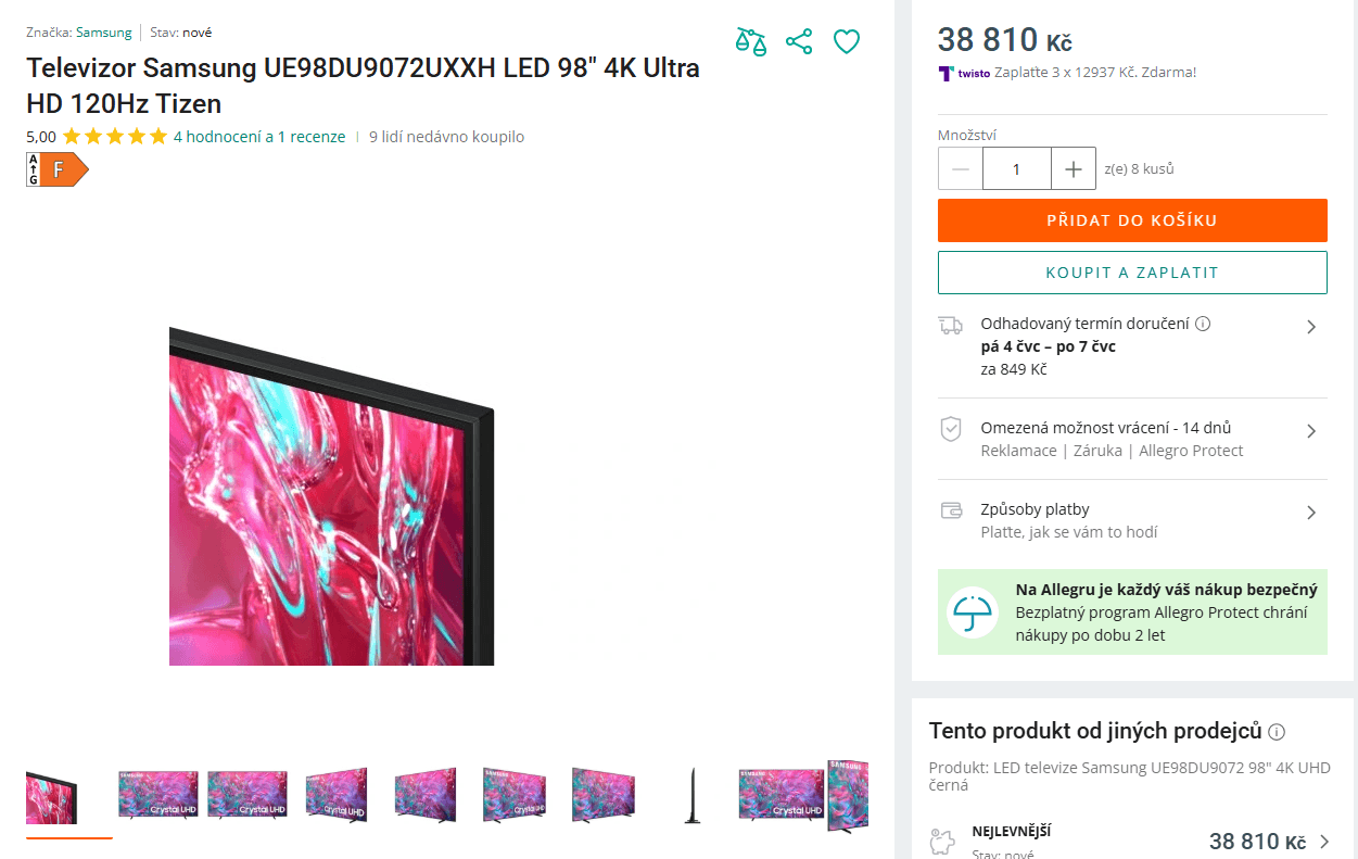 4K Edge LED TV 249 cm, Samsung