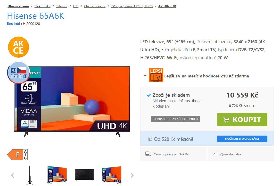 4K, Smart TV, HDR, 165cm, Hisense