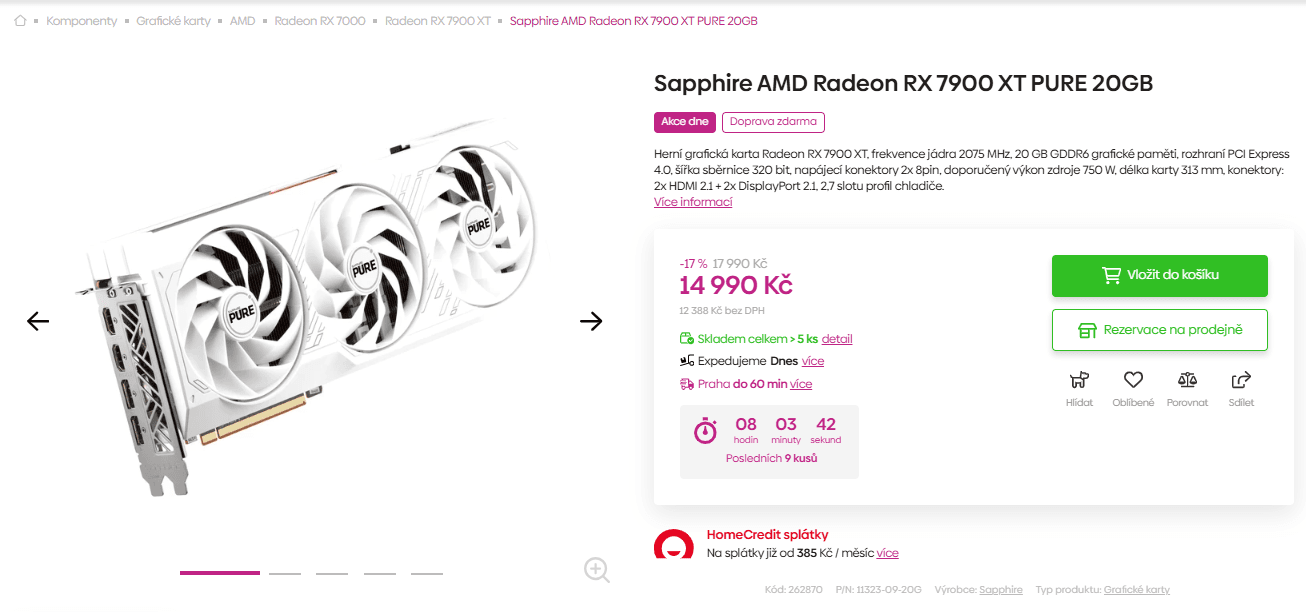 Grafická karta AMD Radeon SAPPHIRE 20GB