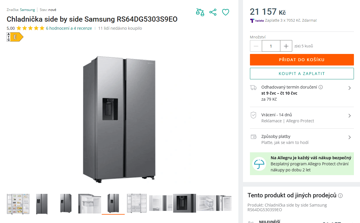 Am. lednice Samsung, led, TNF, 178cm