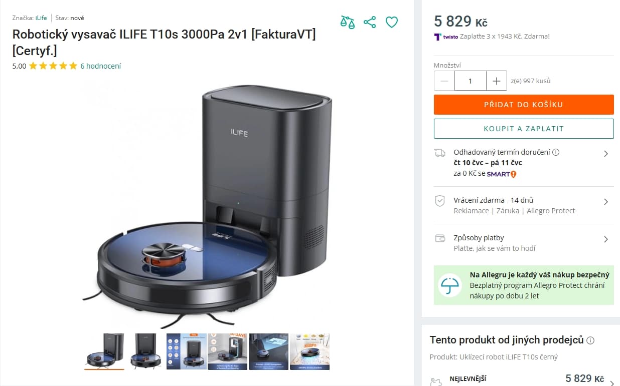 Robot vysavač/mop/stanice iLife T10s