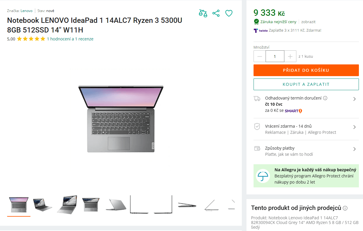 Lenovo 4,3GHz, 8/512, 14", 1,38kg