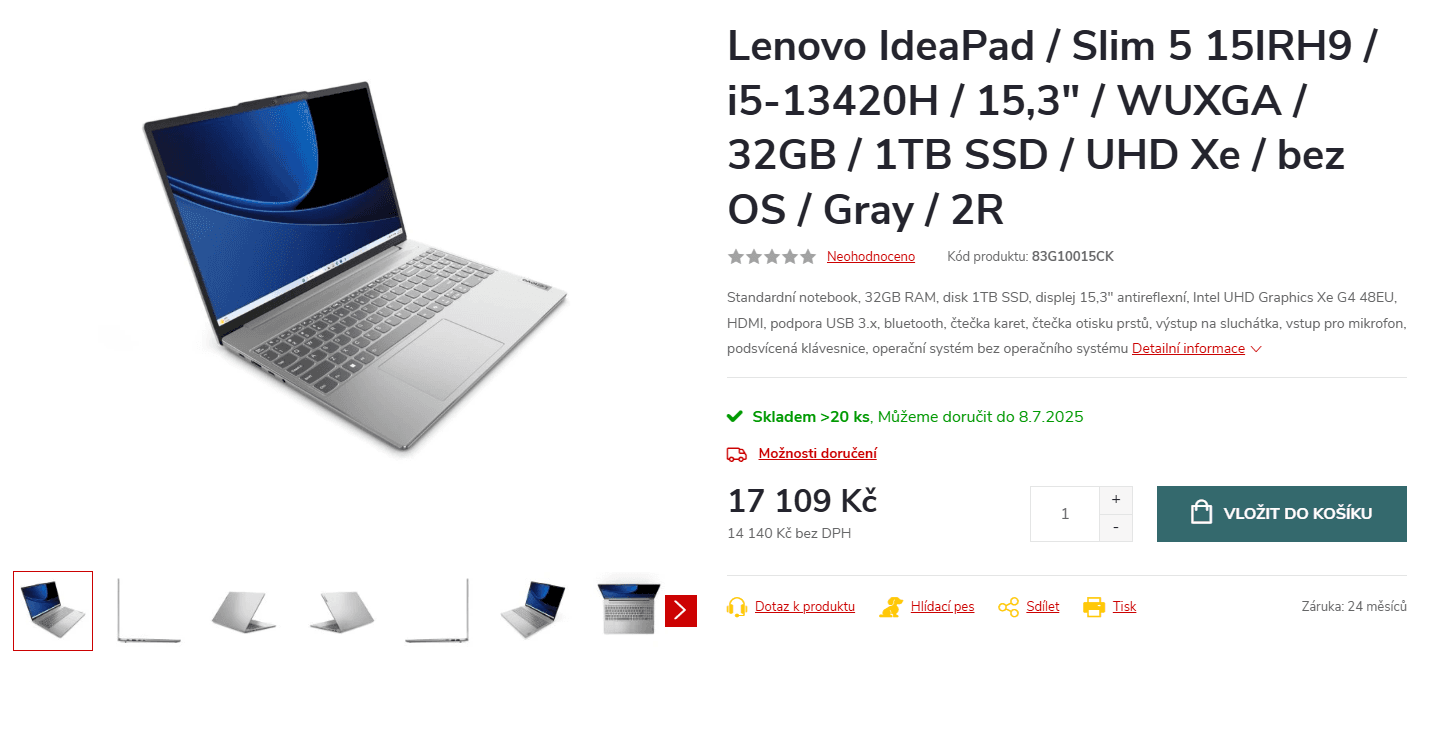 Lenovo i5 4,6GHz, 32/1000, 15,3"
