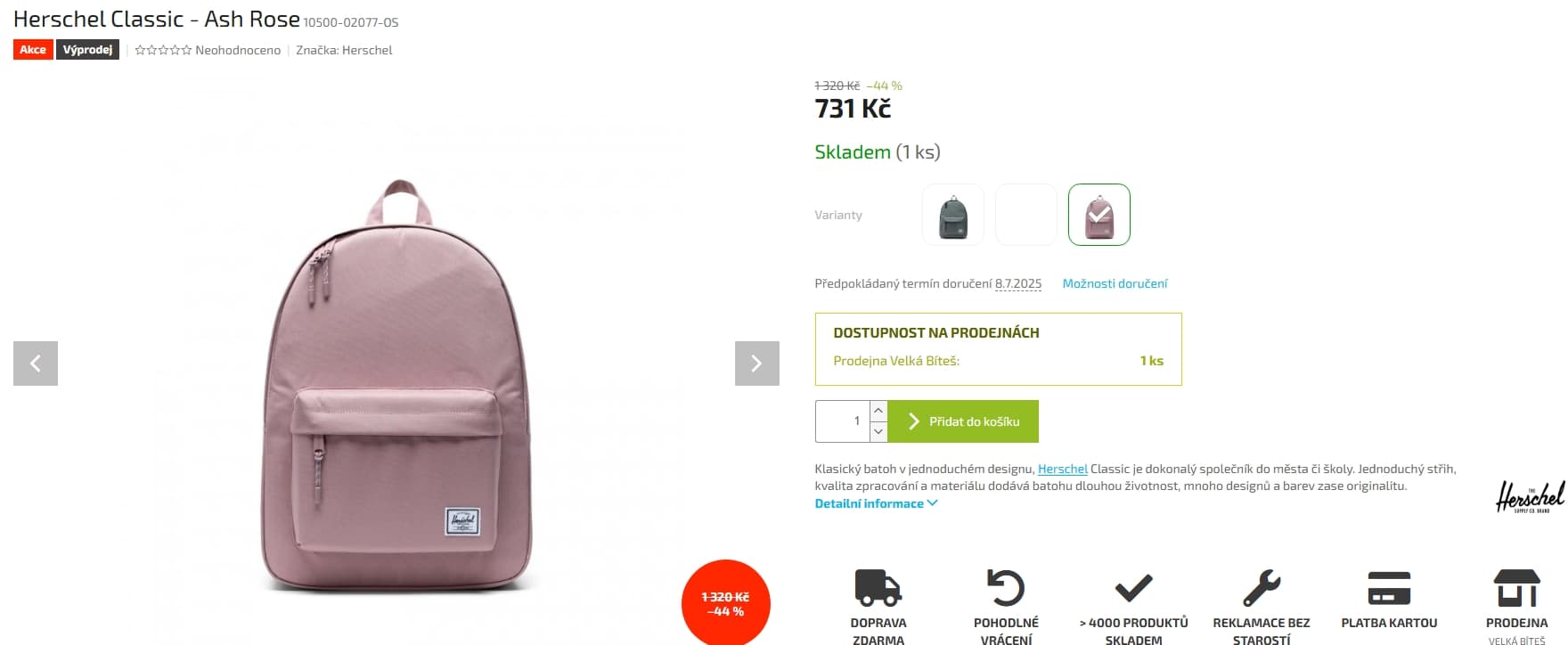 Batoh Herschel Classic 22 l.