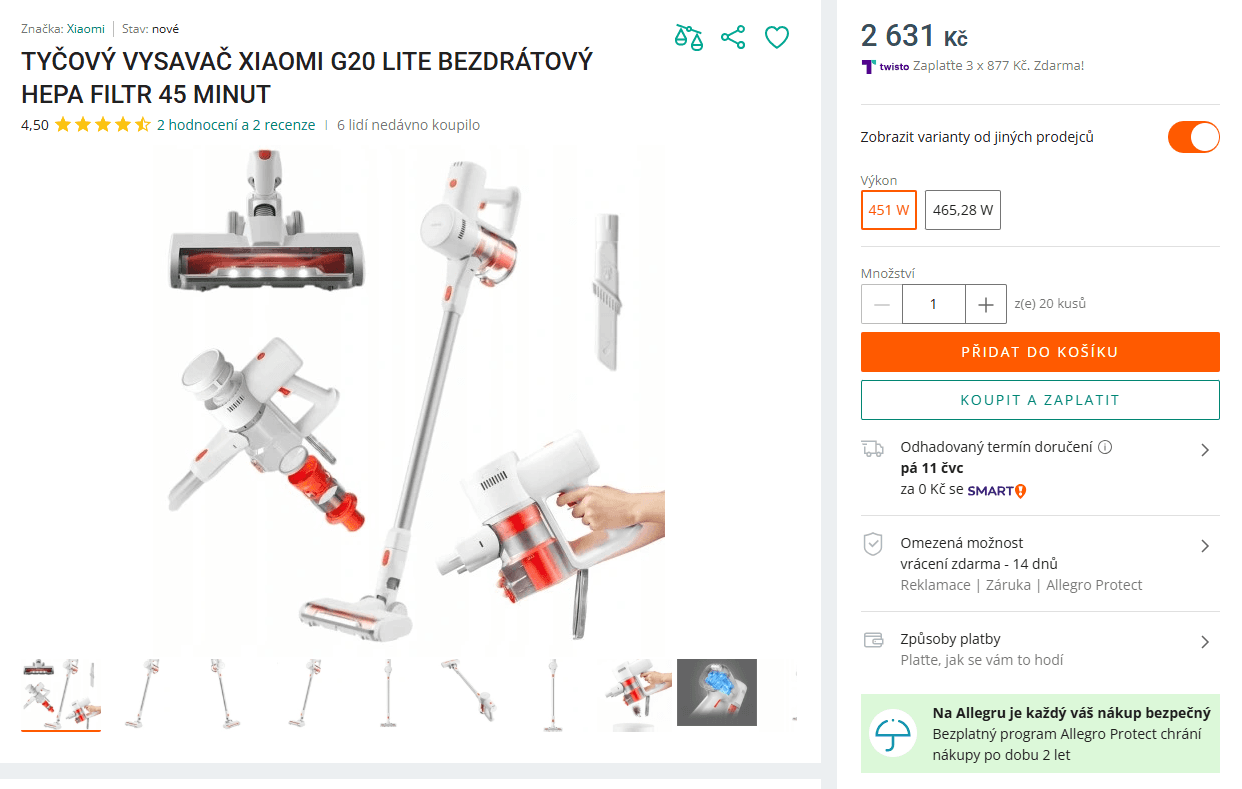 Tyčový vysavač Xiaomi Mi G9