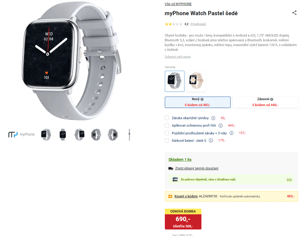 Chytré hodinky Watch Pastel 