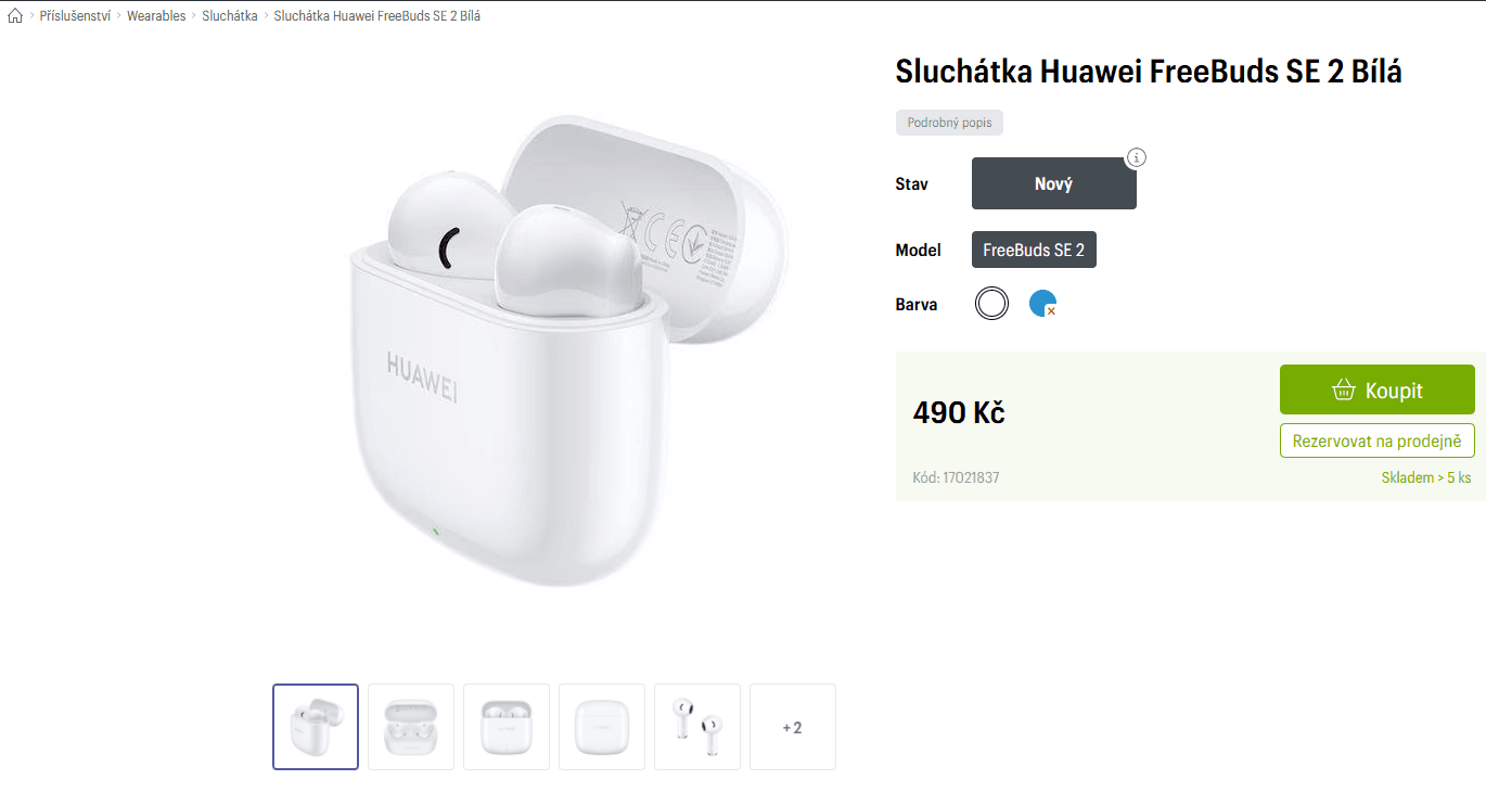 BT sluchátka Huawei FreeBuds SE 2