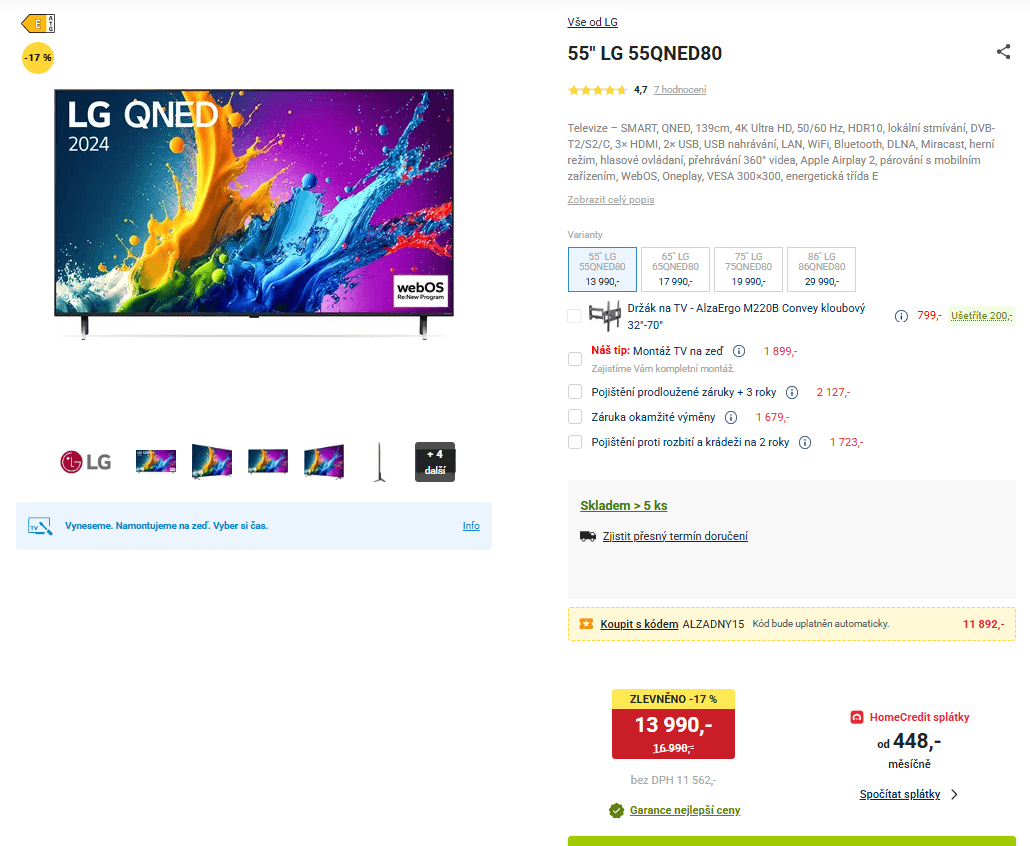 4K QNED Smart TV, 139cm, LG