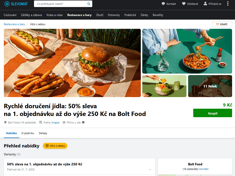 Sleva 50% na první objednávku z Bolt Food