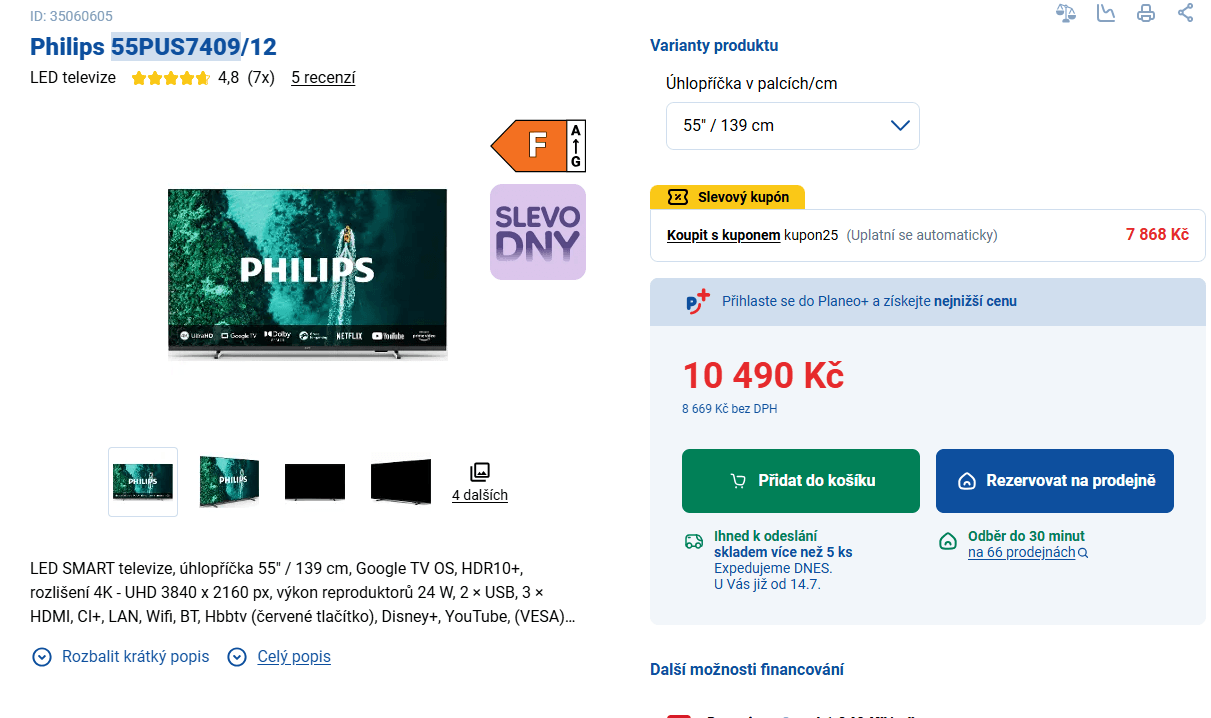 4K Google TV, Atmos, 139cm, Philips