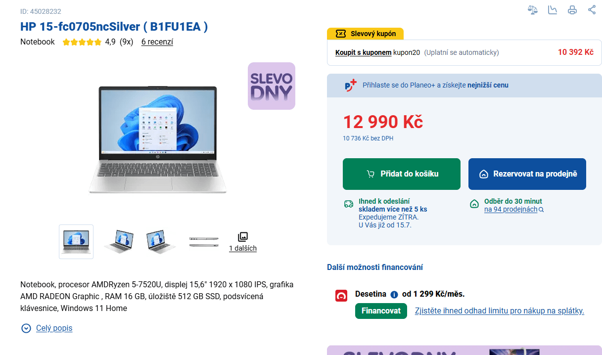 HP 4,3GHz, 16/512 GB, 15,6"