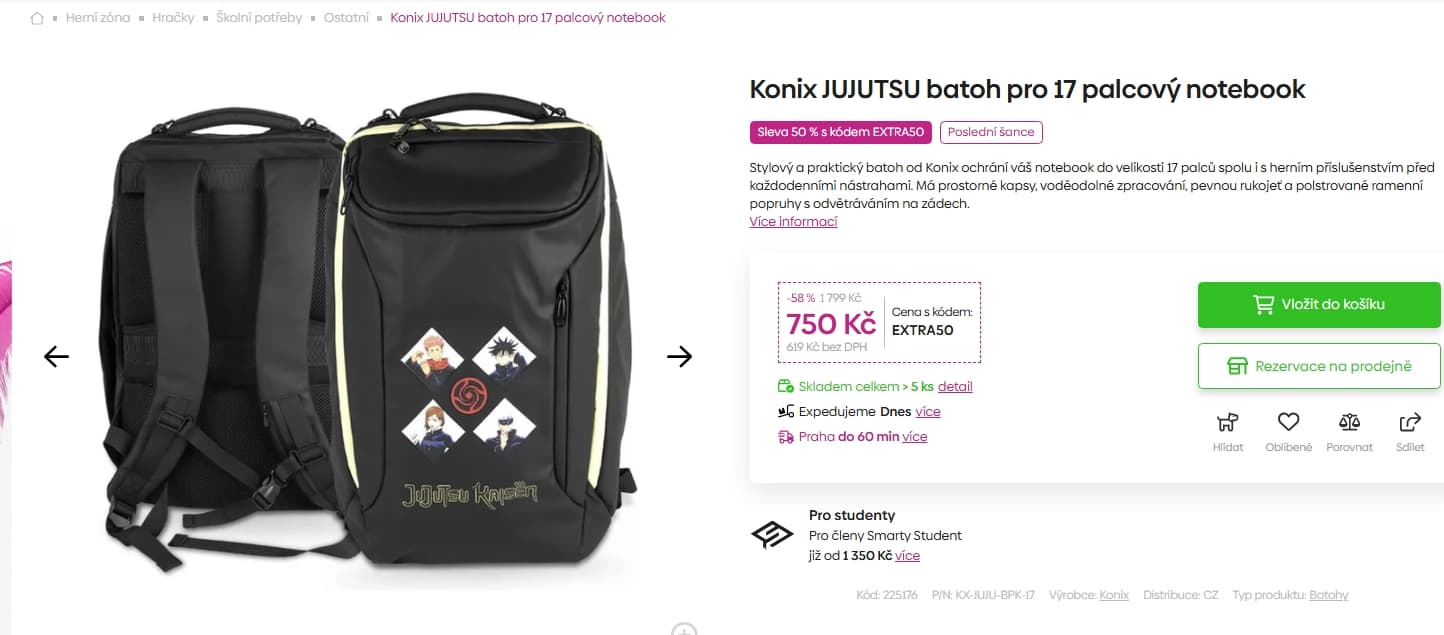 Batoh na 17" ntb Konix JUJUTSU, 27 l.
