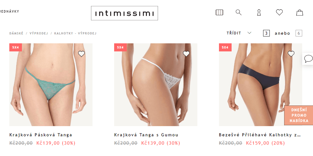 Intimissimi - výprodej, sleva 50%