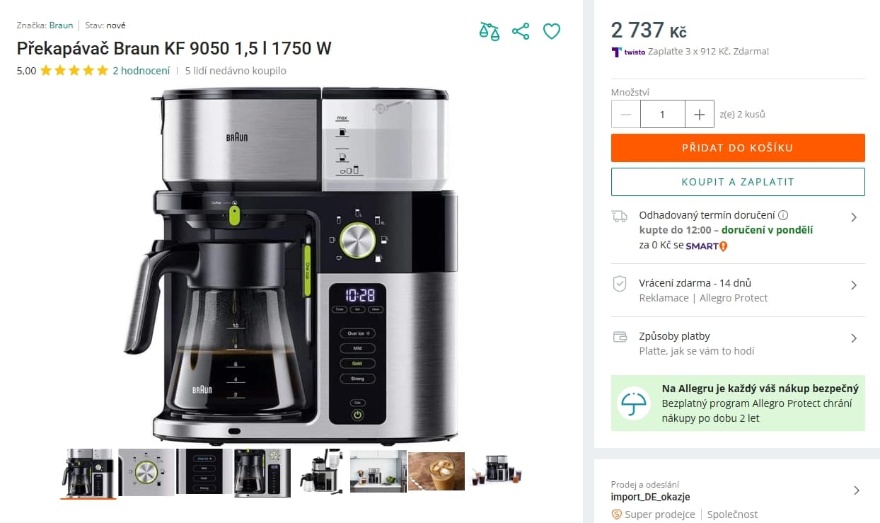 Překapávací kávovar Braun, technologie
