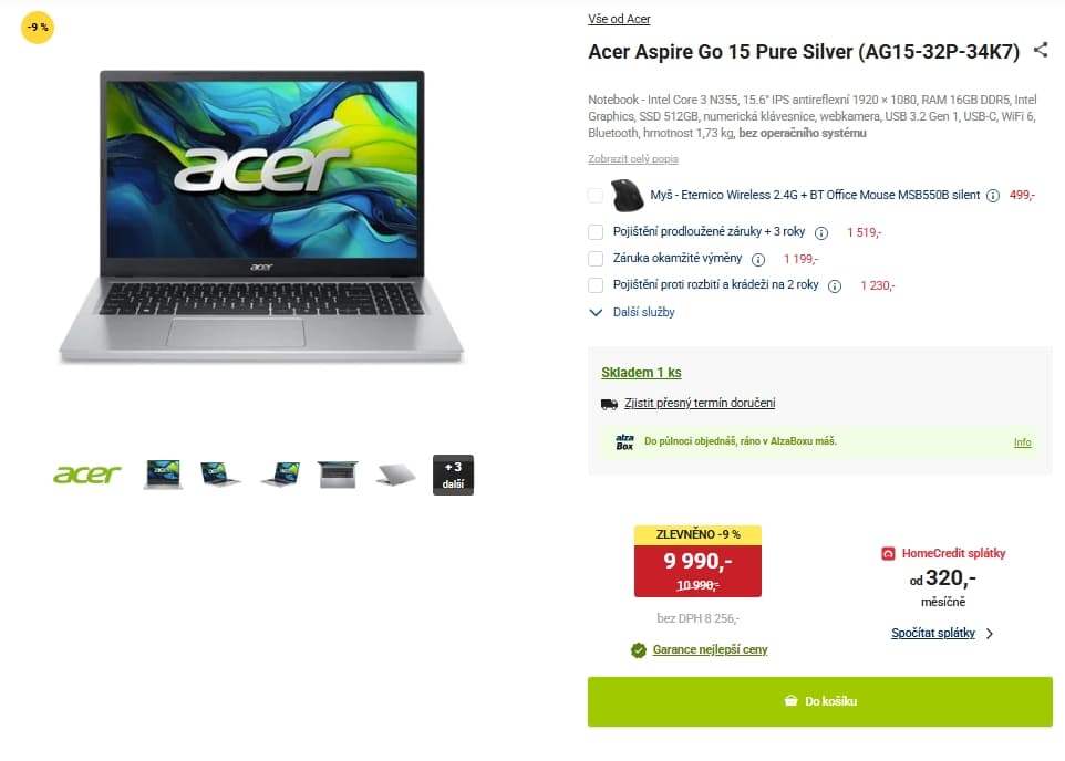 Acer 3,9GHz, 16/512GB, 15,6"