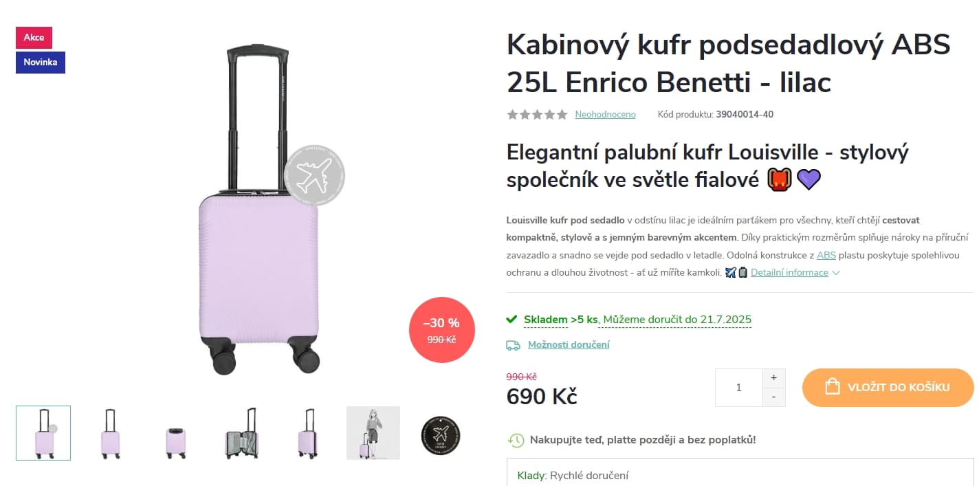 Palubní kufr Enrico Benetti 25l., 45x30x20 cm