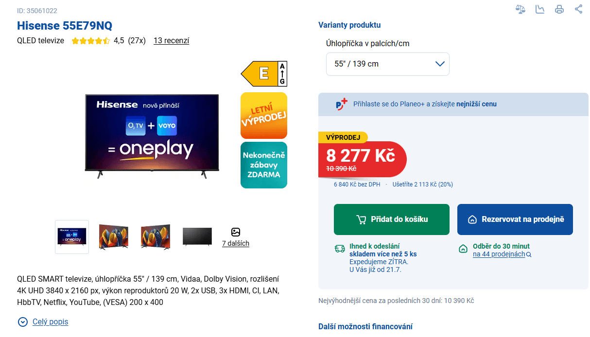 4K Atmos TV 139cm, Hisense