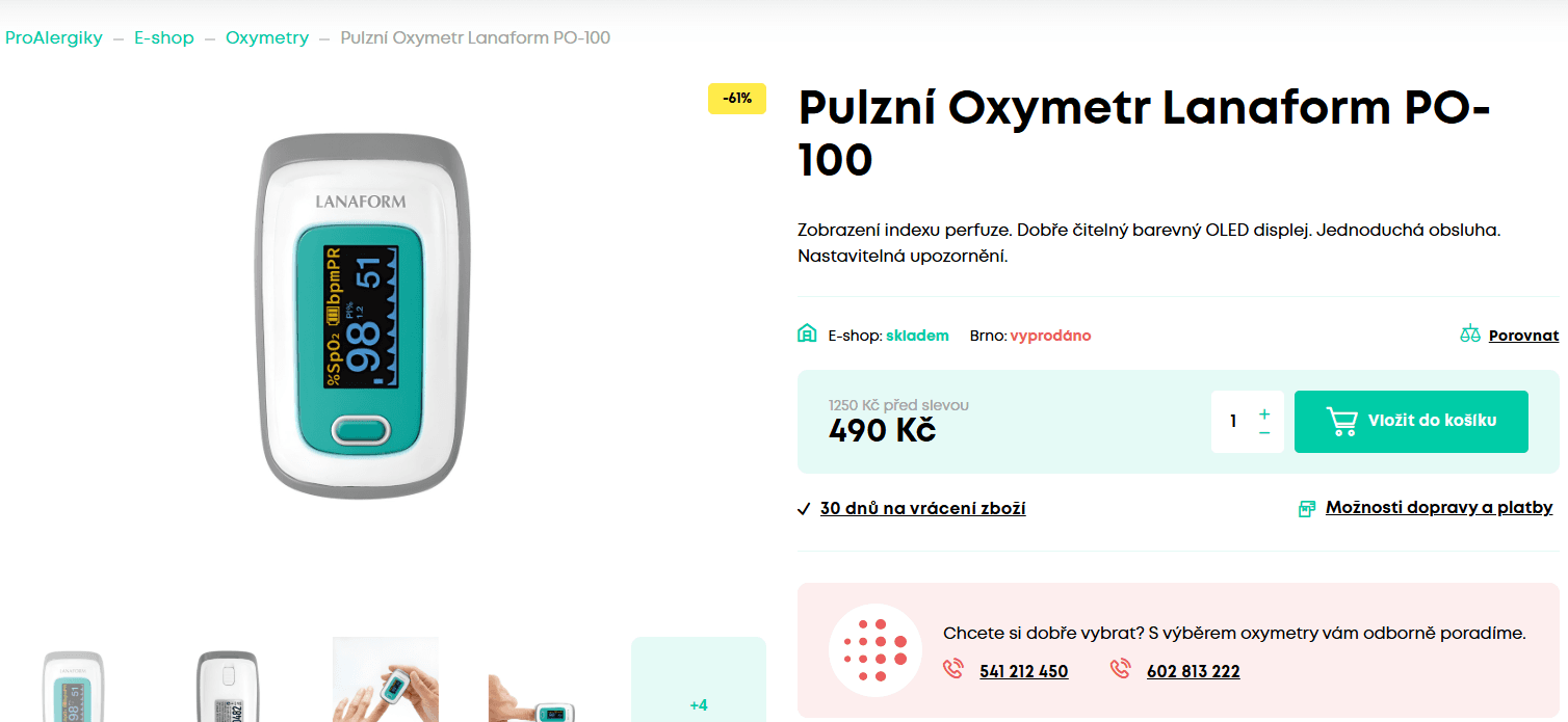 Oxymetr - prstový Lanaform