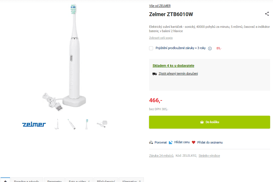 El sonický kartáček Zelmer 40000, 5 režimů