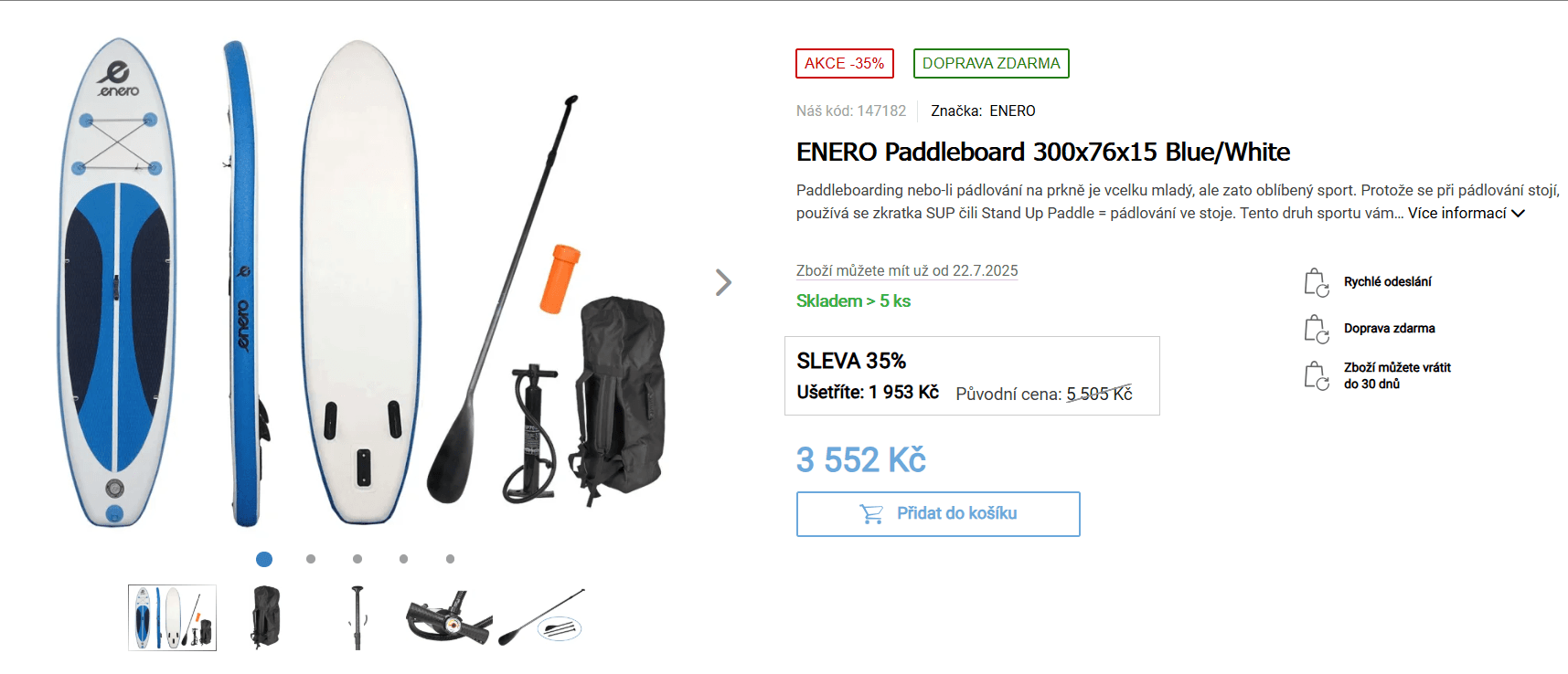 Paddleboard ENERO SUP 300 x 76