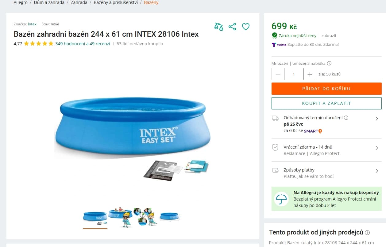 Bazén Intex Easy Set 2,44 X 0,61 m