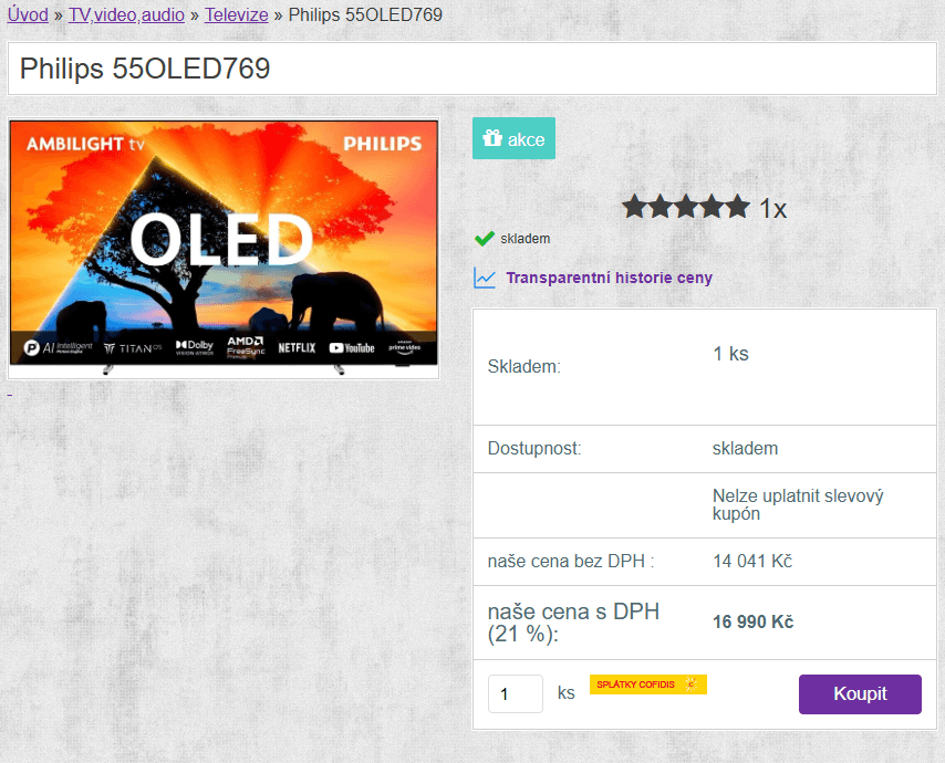 4K 120Hz OLED TV 139cm, Ambilight Philips