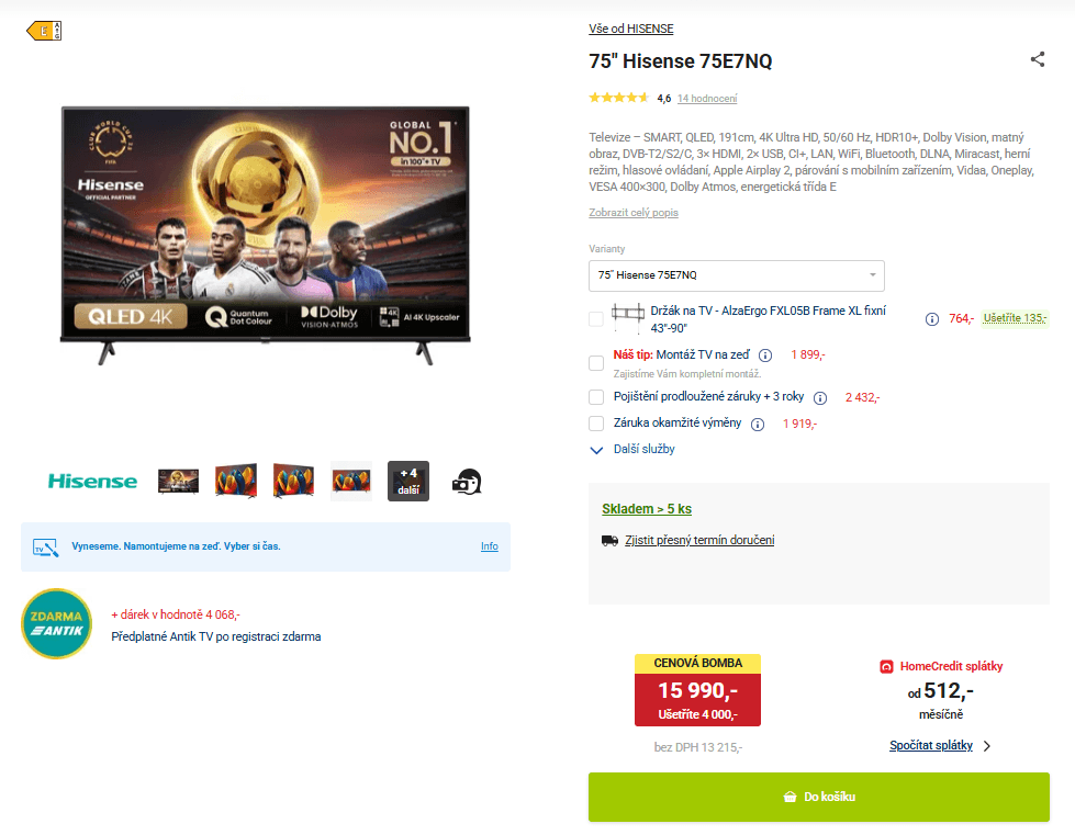 4K QLED TV 191 cm Hisense