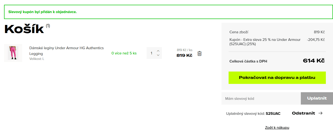 Extra sleva 25% na Under Armour