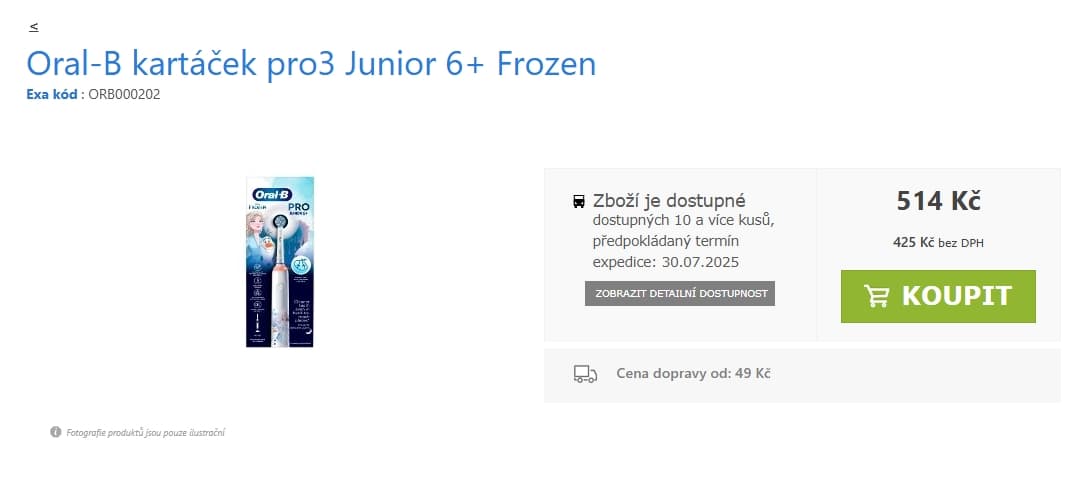 El. kartáček pro děti Oral-B pro3 Junior