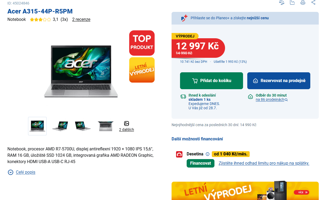 Acer 4,3GHz, 16GB RAM, 1TB SSD, 15,6"