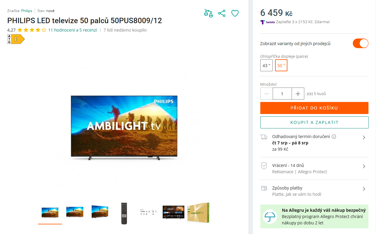 4K Ambilight TV 126 cm Philips
