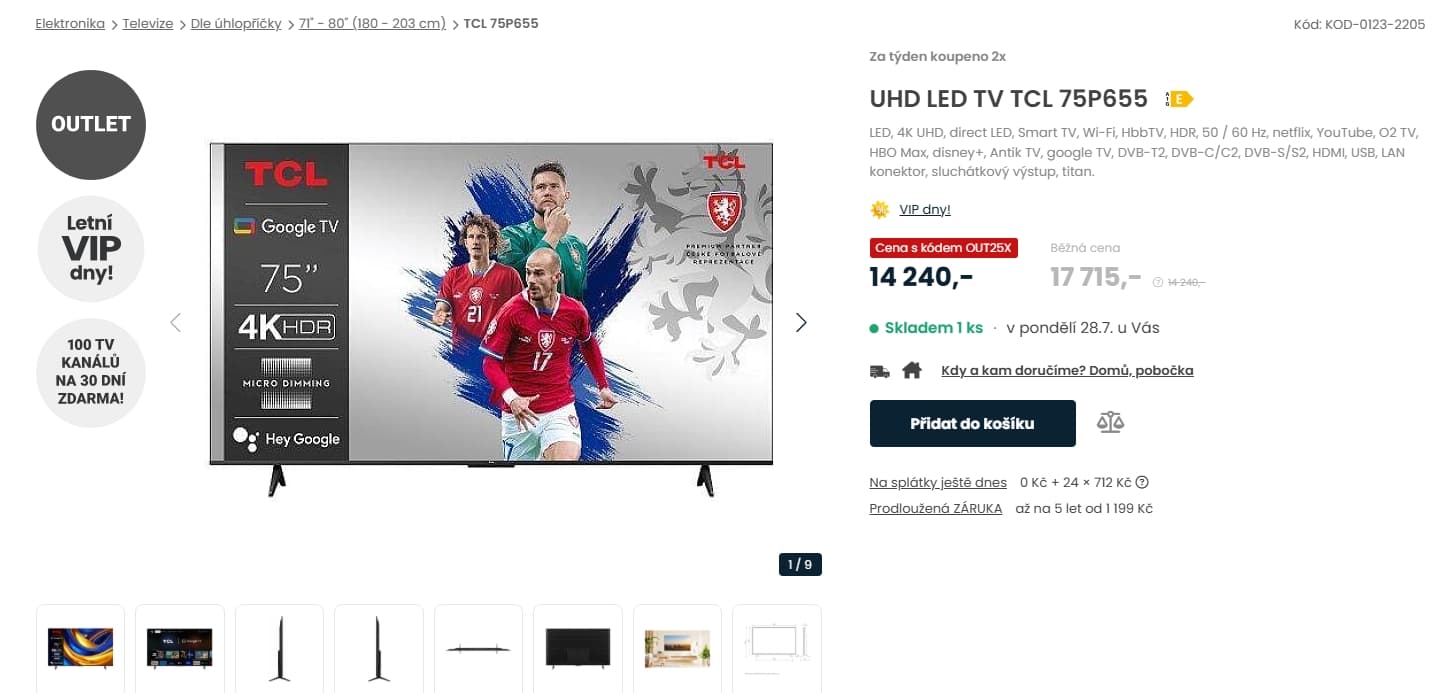 4K Google TV, Atmos, 189cm, TCL