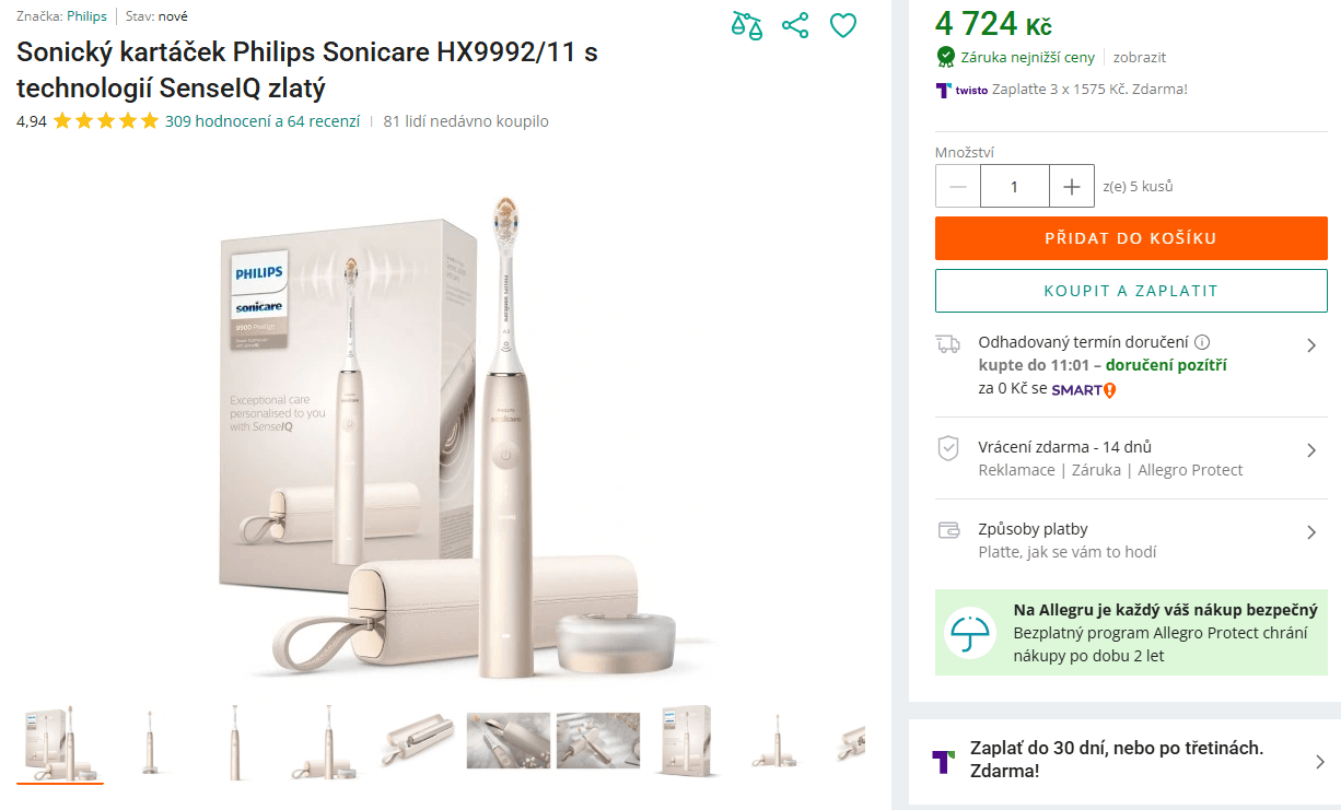 El. kartáček Philips Sonicare 62000, 5prg