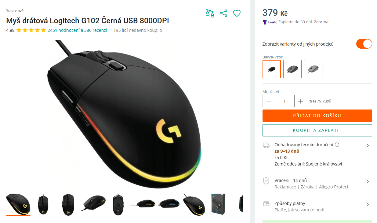 Herní myš Logitech G102 