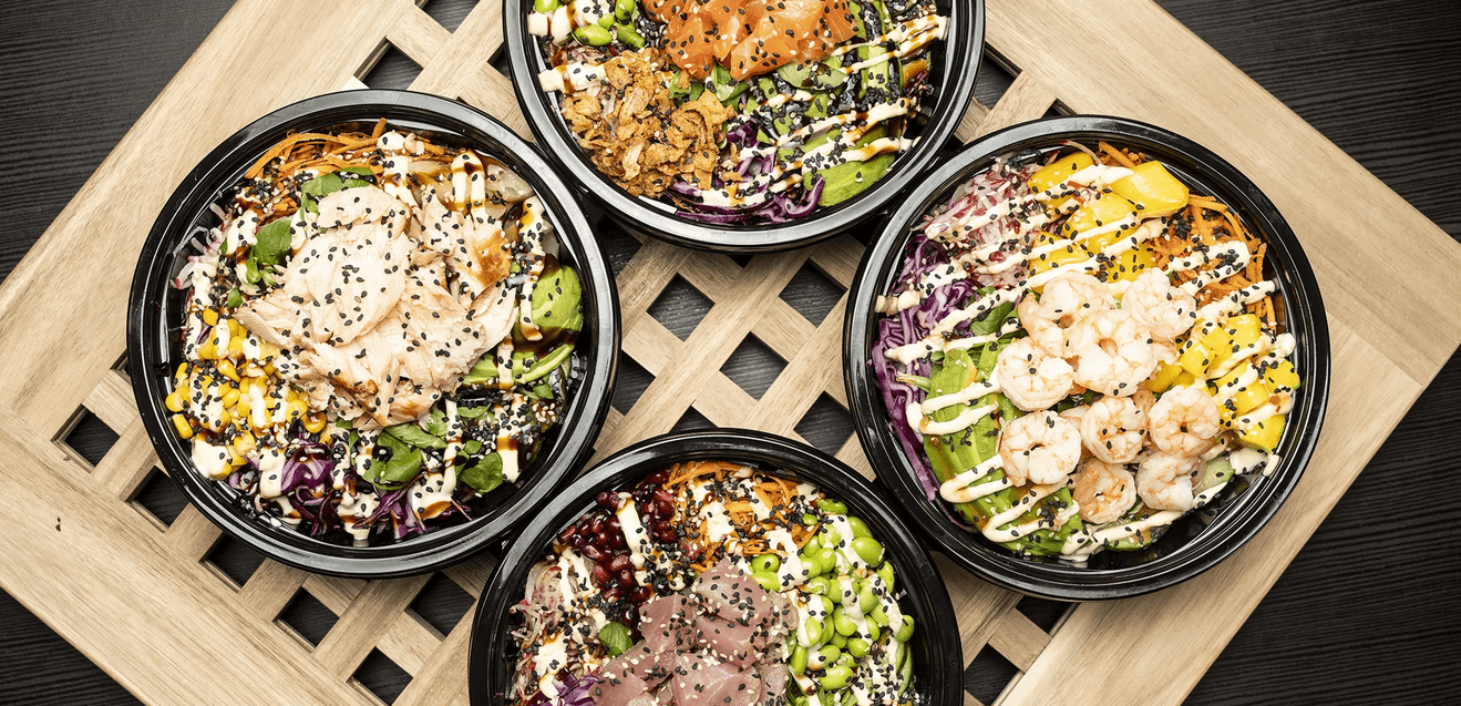 Havajský poke bowl podle výběru ze 3 druhů na odnos s sebou