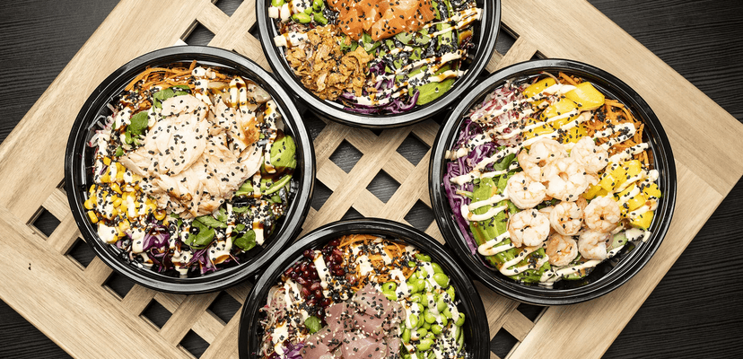 Havajský poke bowl podle výběru ze 3 druhů na odnos s sebou