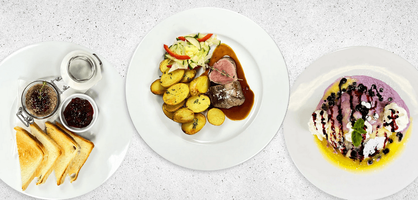 4chodové menu a výslužka pro 2 osoby s vínem 
